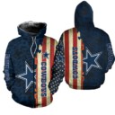 Stocktee Dallas Cowboys America Flag All Over Print Hoodie Zip Hoodie Unisex Size NEW075801