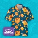 Psyduck Wave Flowers Poke Hawaiian Shirt