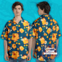 Psyduck Wave Flowers Poke Hawaiian Shirt