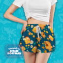Psyduck Wave Flowers Poke Shorts, Women’s Board Shorts