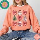 Christmas Coquette Bow Comfort Colors®, Woman Xmas Shirt, Christmas Girl Sweatshirt, Cute Winter Crewneck, Retro Holiday, Merry Christmas