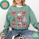 Christmas Coquette Bow Comfort Colors®, Woman Xmas Shirt, Christmas Girl Sweatshirt, Cute Winter Crewneck, Retro Holiday, Merry Christmas