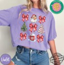 Christmas Coquette Bow Comfort Colors®, Woman Xmas Shirt, Christmas Girl Sweatshirt, Cute Winter Crewneck, Retro Holiday, Merry Christmas