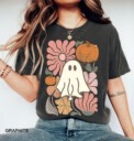 Comfort Colors, Boho Floral Fall T-shirt, Boho Ghost T-shirt, cute shirt for fall, Cute Halloween shirt, iprintasty Halloween