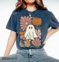 Comfort Colors, Boho Floral Fall T-shirt, Boho Ghost T-shirt, cute shirt for fall, Cute Halloween shirt, iprintasty Halloween