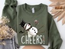 Snowman Wine Christmas Sweatshirt, Funny Christmas Shirts, Wine Holiday Hoodie, Snowman Drinking Wine Santa T-Shirt