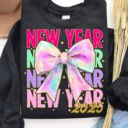 New year Coquette 2025 Sweatshirt, New Year 2025 Shirt, Happy New Year 2025 Shirt, Retro New Years Hoodie, 12 new chapters Sweatshirt