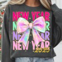 New year Coquette 2025 Sweatshirt, New Year 2025 Shirt, Happy New Year 2025 Shirt, Retro New Years Hoodie, 12 new chapters Sweatshirt