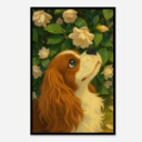 A Dog With Flowers Aesthetic Art Print