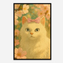 A Cat With Flowers Aesthetic Art Print