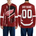 DETROIT RED WINGS – Vertical Block Neck Hockey Jersey - Custom Name