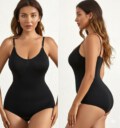1 Piece Solid Seamless Shaping Shapewear Bodysuit, Tummy Control Butt Lifting Slimmer Body Shaper, Women's Underwear & Shapewear
