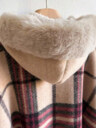 Plaid Hooded Faux Fur Trim Poncho – Cozy Autumn & Winter Style