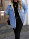 Faux Shearling Lined Denim Windbreaker Jacket – Casual & Cozy Essential