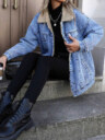 Faux Shearling Lined Denim Windbreaker Jacket – Casual & Cozy Essential