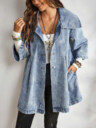 Women's Casual Denim Jacket With Raglan Sleeves And Single-Breasted Closure, Autumn
