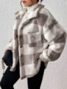Women's Plaid Fuzzy Single-Breasted Casual Loose Regular Jacket Fall Winter Cloth For Women