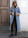 Women’s Sherpa-Lined Long Denim Coat