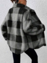 Women's Plaid Fuzzy Single-Breasted Casual Loose Regular Jacket Fall Winter Cloth For Women