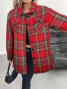  Women's Plaid Print Long Sleeve Thermal Lined Casual Shirt Jacket
