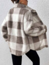 Women's Plaid Fuzzy Single-Breasted Casual Loose Regular Jacket Fall Winter Cloth For Women