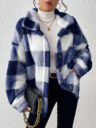 Women's Plaid Fuzzy Single-Breasted Casual Loose Regular Jacket Fall Winter Cloth For Women
