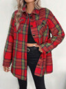  Women's Plaid Print Long Sleeve Thermal Lined Casual Shirt Jacket