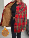  Women's Plaid Print Long Sleeve Thermal Lined Casual Shirt Jacket