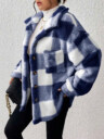 Women's Plaid Fuzzy Single-Breasted Casual Loose Regular Jacket Fall Winter Cloth For Women