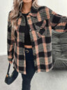  Women's Plaid Print Long Sleeve Thermal Lined Casual Shirt Jacket