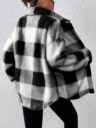 Women's Plaid Fuzzy Single-Breasted Casual Loose Regular Jacket Fall Winter Cloth For Women