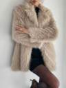 Glam Faux Fur Longline Coat – Open Front Fluffy Plush Winter Outerwear (4 Colors)