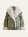 Women's Autumn/Winter Long Sleeve Patchwork Fluffy Casual Denim Jacket