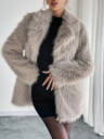 Glam Faux Fur Longline Coat – Open Front Fluffy Plush Winter Outerwear (4 Colors)
