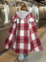 Casual Hooded Plaid Long Coat, Button Front Sherpa Lined Shacket