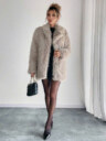 Glam Faux Fur Longline Coat – Open Front Fluffy Plush Winter Outerwear (4 Colors)