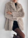 Glam Faux Fur Longline Coat – Open Front Fluffy Plush Winter Outerwear (4 Colors)