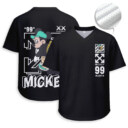 OFF WHITE, Mickey Mouse - Unisex Mesh T-shirt V-neck - Loose Fit