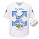 OFF WHITE, Tom and Jerry - Unisex V-Neck Mesh Tee - Relaxed Fit