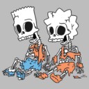 Men's The Simpsons Skeleton Bart and Lisa  Adult T-Shirt