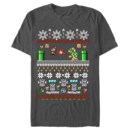 Men's Nintendo Ugly Christmas Mario and Bowser  Adult T-Shirt