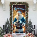 Stocktee Carolina Panthers Santa Welcomes Christmas Door Cover NEW155432