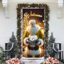 Stocktee Pittsburgh Steelers Santa Welcomes Christmas Door Cover NEW155402