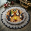 Stocktee Las Vegas Raiders Gnomes Gathering Christmas Limited Edition Winter Season Round Quilted Floor Mat NEW159106
