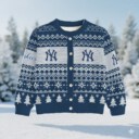 Stocktee New York Yankees Christmas Limited Edition Spun-knit Button Sweater NEW157451