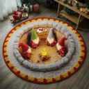 Stocktee Kansas City Chiefs Gnomes Gathering Christmas Limited Edition Winter Season Round Quilted Floor Mat NEW159110