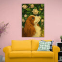 A Dog With Flowers Aesthetic Art Print