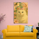 A Cat With Flowers Aesthetic Art Print