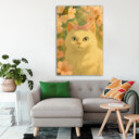 A Cat With Flowers Aesthetic Art Print
