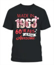 60th Birthday Gifts Ideas 60th Birthday Shirt For Her Back In 1963 Turning 60 Shirts 60th Birthday T Shirts For Woman